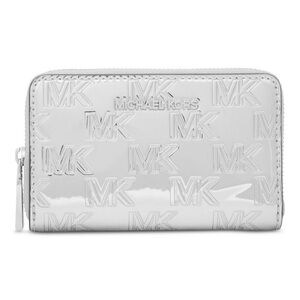 🩶MICHAEL KORS🩶Silver Jet Set Small Zip Around Card Case In Gift Box/NWT